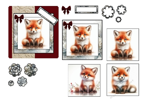 Baby Fox 3D Card Sheet