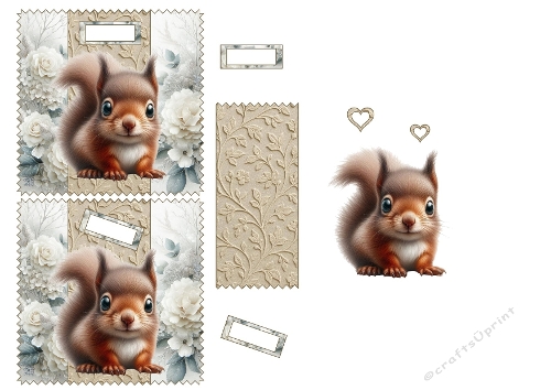 Squirrel 3D Card Sheet Cute Woodland Layers