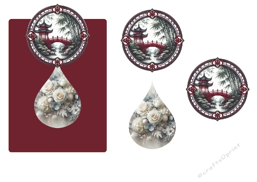 Pagoda & Floral 3D Card Sheet
