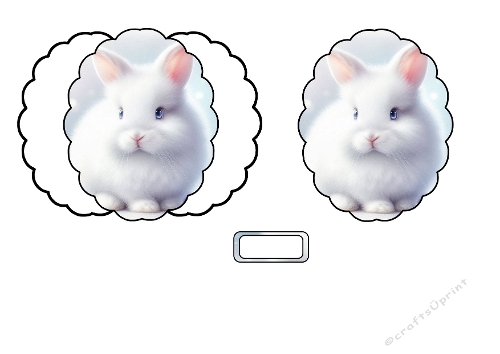 White Bunny 3D Card Sheet Cute Pastel Layers 