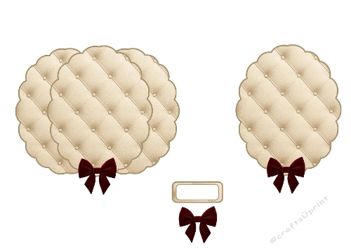 Tufted Oval 3D Card Sheet an Elegant Quilted Layers with Red Bows