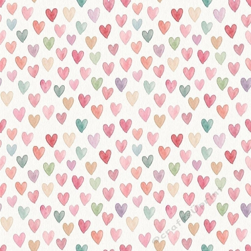 Aquarelle Pastel Heart Pattern Watercolor Soft Rainbow Hearts Sweet Decorative Design