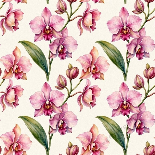 Luxury Watercolor Orchid Seamless Pattern