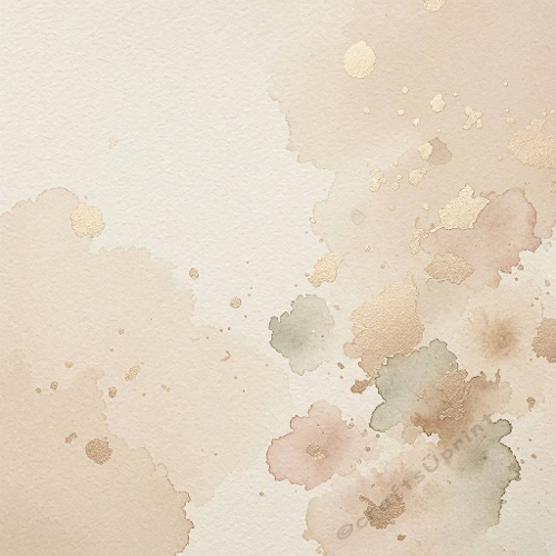 Soft Beige Watercolor Wash with Champagne Metallic Splashes