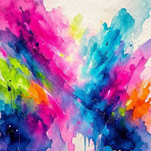 Rainbow Abstract Aquarelle Wash 