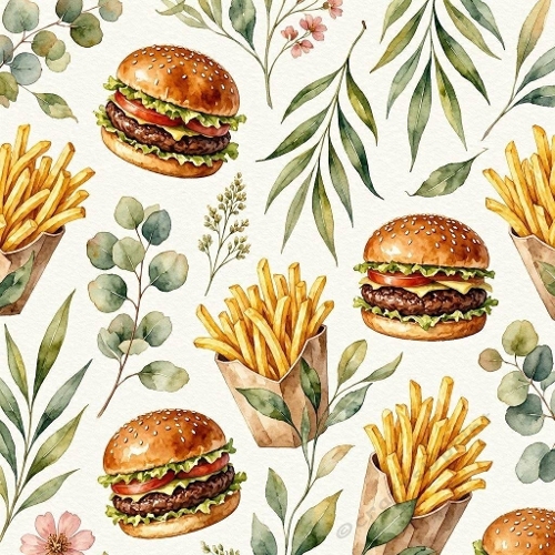 Whimsical Gourmet Aquarelle Pattern