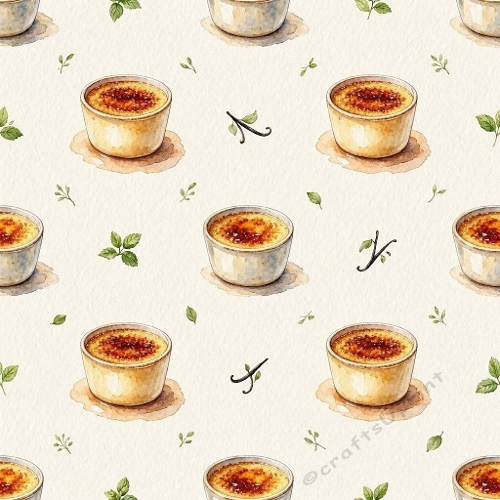 Tiny Crèmes Brûlées Seamless Pattern 
