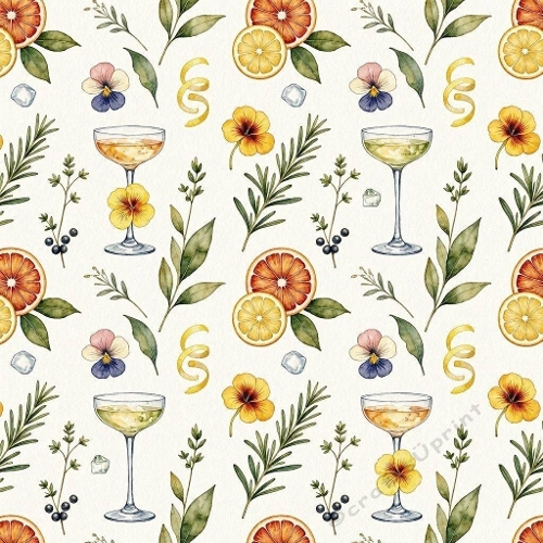 Luxury Botanical Watercolor Cocktail 