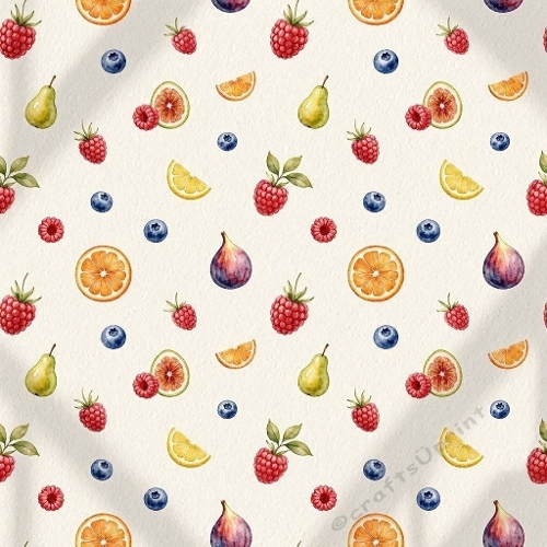 Mixed Fruits Seamless Pattern Premium Aquarelle Design