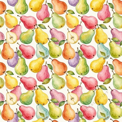 Luxury Botanical Watercolor Wallpaper Colorful Pears Seamless Pattern