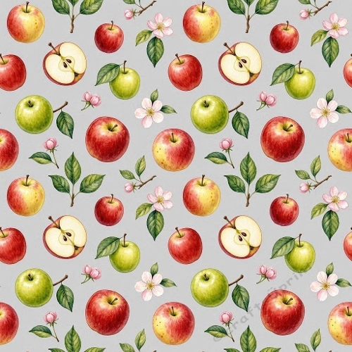 Apples & Blossoms Seamless Pattern