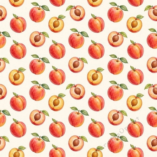 Peaches & Leaves Seamless Pattern