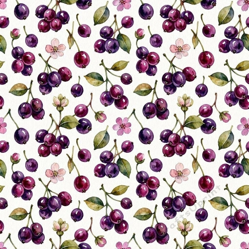 Purple Berry Clusters Seamless Pattern 