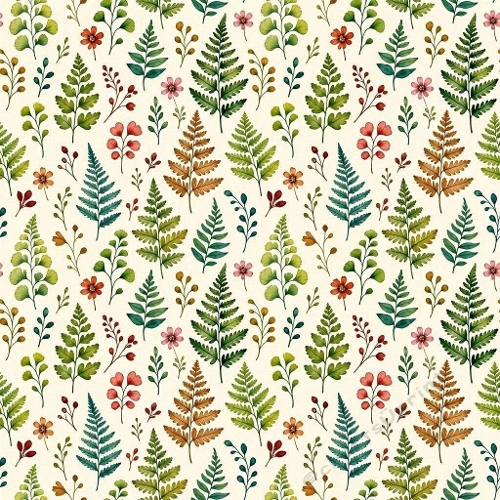 Leaves & Floral Sprigs Seamless Pattern