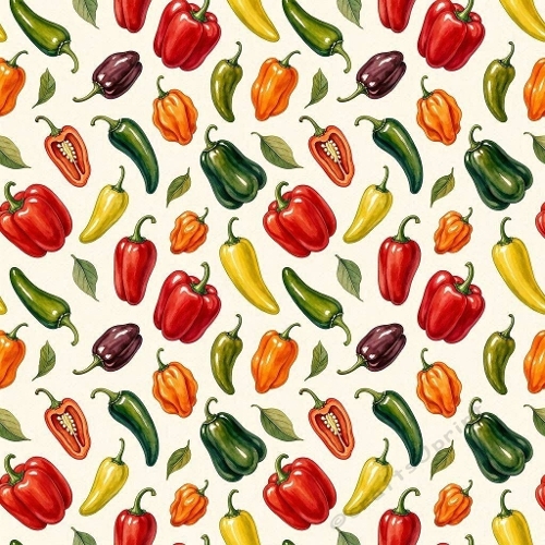 Colorful Peppers Seamless Pattern 