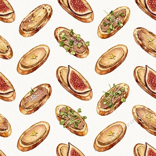  Fig Toasts & Microgreens Seamless Pattern
