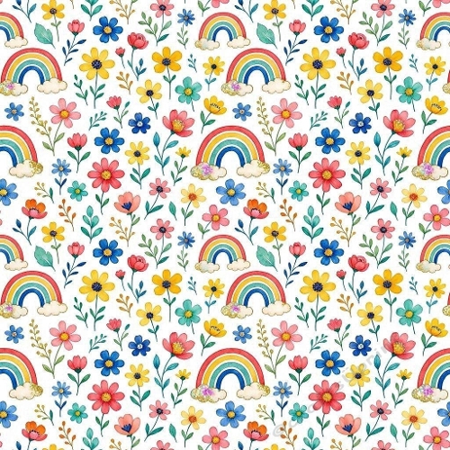 Luxury Rainbow & Floral Watercolor Wallpaper