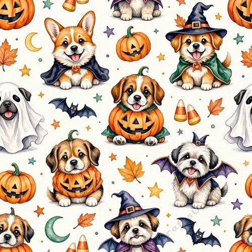 Kawaii halloween Spooky Aquarelle Dog Design