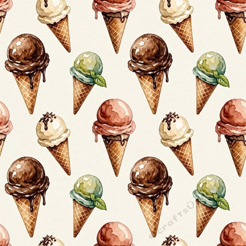 Waffle Cone & Scoop Repeat Background for Crafts and Printing