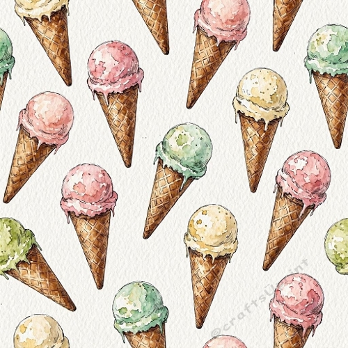 Waffle Cone & Scoop Repeat Background for Crafts and Printing