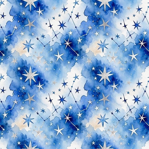 8K Watercolor Seamless Pattern Celestial Stars & Constellations