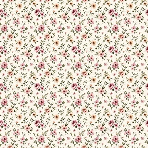 1024×1024 Pink Rose Floral Seamless Pattern – Vintage Botanical Background for Crafts & Digital Papers