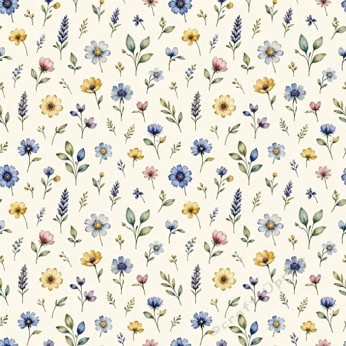 1024×1024 White Daisy & Golden Floral Seamless Pattern – Botanical Background for Crafts