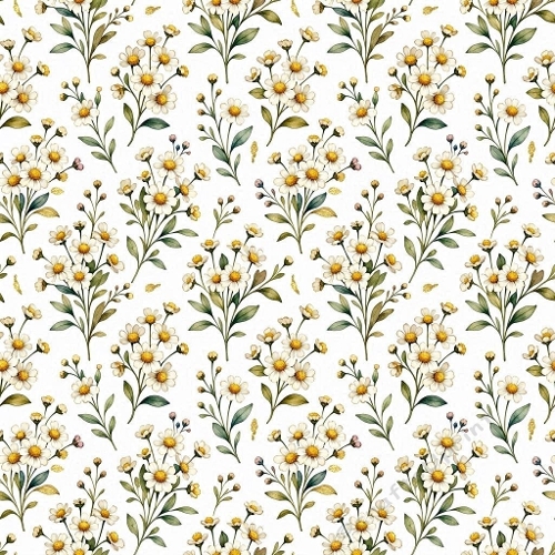 1024×1024 Yellow & White Daisy Floral Seamless Pattern – Botanical Background for Crafts