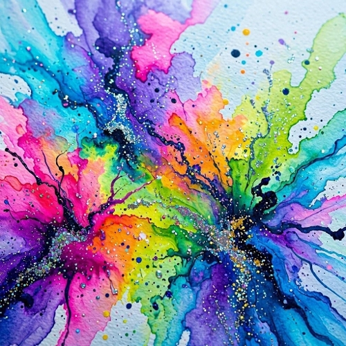 1024×1024 Abstract Watercolor Splash Seamless Pattern – Vibrant Multicolor Artistic Background
