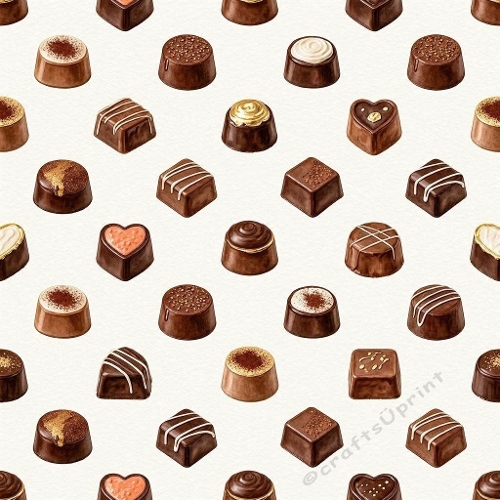8K Watercolor Seamless Pattern Assorted Chocolates Grid