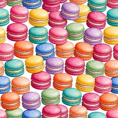 8K Watercolor Macaron Pattern  Colorful French Pastry Grid