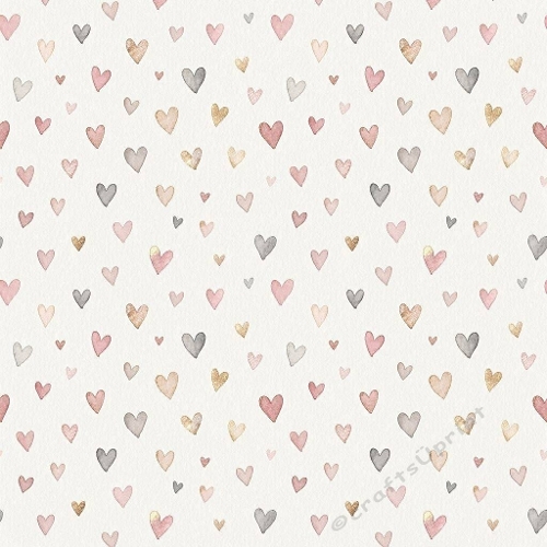 8K Watercolor Seamless Pattern Pink, Gold & Neutral Hearts  Soft Romantic Aquarelle Design