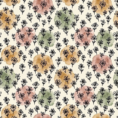 Minimalist Watercolor Floral Pattern Line Art Botanical Design