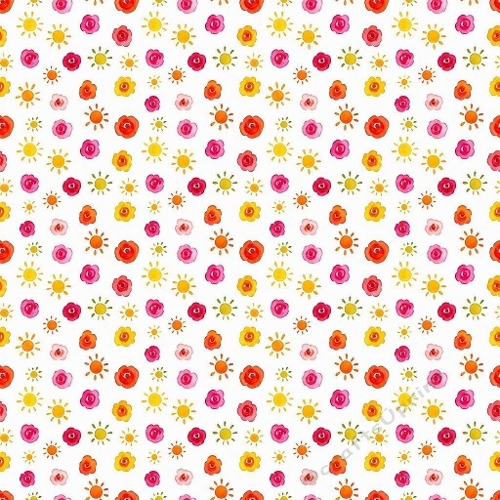 Sun and Flower Watercolor Pattern Cheerful Seamless Design