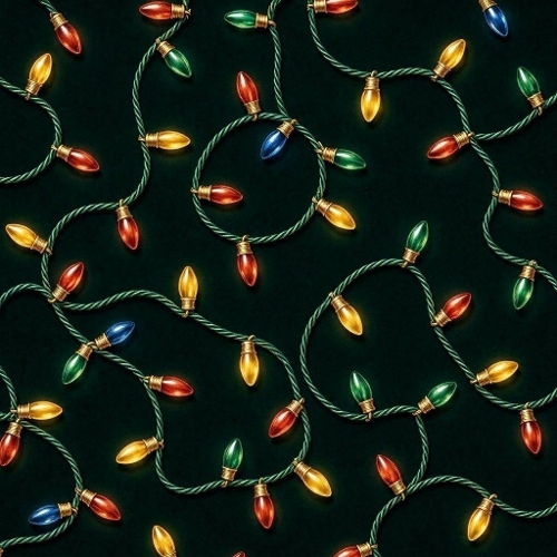 Colorful Holiday Light String Festive Watercolor Seamless Design