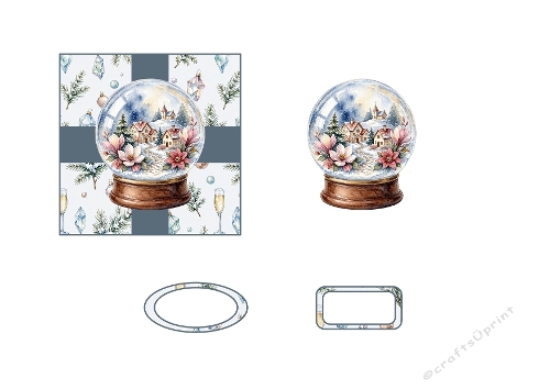 3D Winter Snow Globe Topper Festive Village Scene 