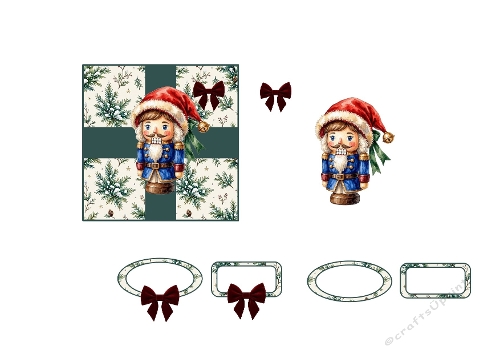 3D Christmas Nutcracker Watercolor Festive Card Topper