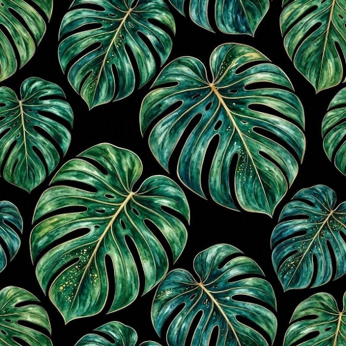 Green Monstera Tropical Leaves Pattern 1024x1024 JPEG