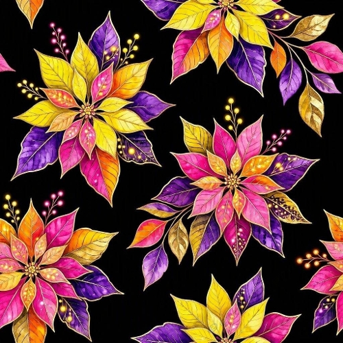 Bright Multicolor Poinsettia Floral Pattern 1024x1024 JPEG