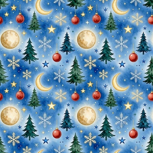 Blue Night Sky Christmas Moon and Stars Pattern 1024x1024 JPEG