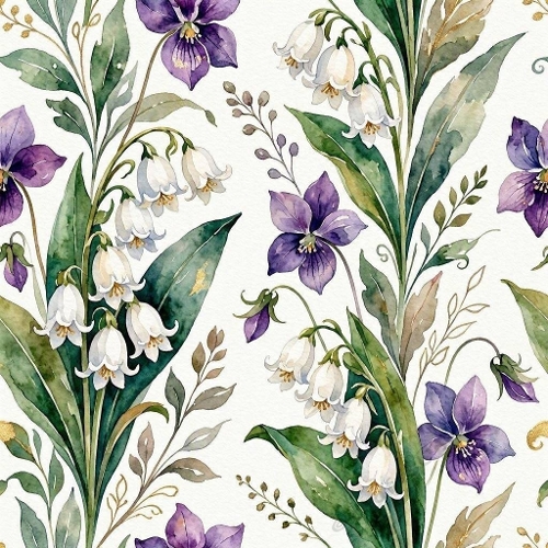 Watercolor Botanical Seamless Pattern