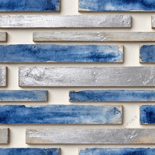 Blue Watercolor Stripes Silver Metallic Geometric Pattern 1024x1024 JPEG