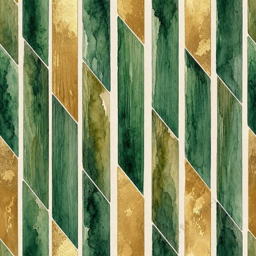 Green Gold Watercolor Parallelogram Geometric Pattern 1024x1024 JPEG