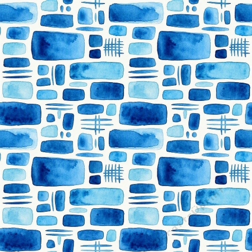 Blue Watercolor Geometric Shapes Abstract Pattern 1024x1024 JPEG