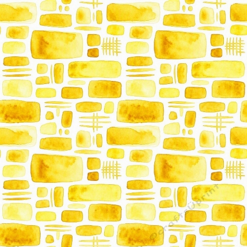 Yellow Watercolor Geometric Pattern | Abstract Shapes on White | Modern Artistic Design