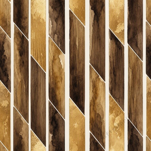 Brown & Gold Watercolor Geometric Pattern | Warm Parallelogram Design | Modern Abstract Aquarelle