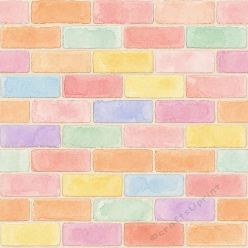 Pastel Watercolor Brick Wall Pattern Pink Yellow Green Blue Soft Texture Printable