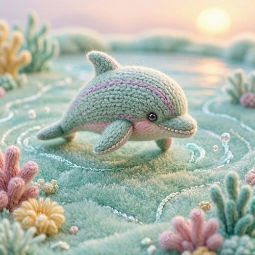 Dreamy Pastel Wool Dolphin – Plush Lagoon Magic & Fairytale Coral Glow (8K)