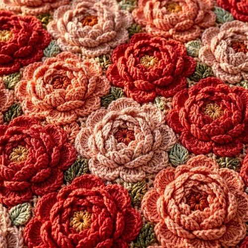 Crochet Flower Meme Vivid Peonies Red Coral Blush Yarn Humor Printable