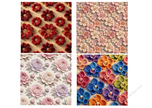 Luxury Floral Textile & Crochet Kit – Set of 4 Premium 1024×1024 Designs